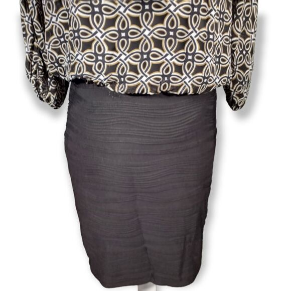 DANNY & NICOLE BLACK & BEIGE  BLOUSON DRESS SZ.4 EUC - Picture 3 of 8